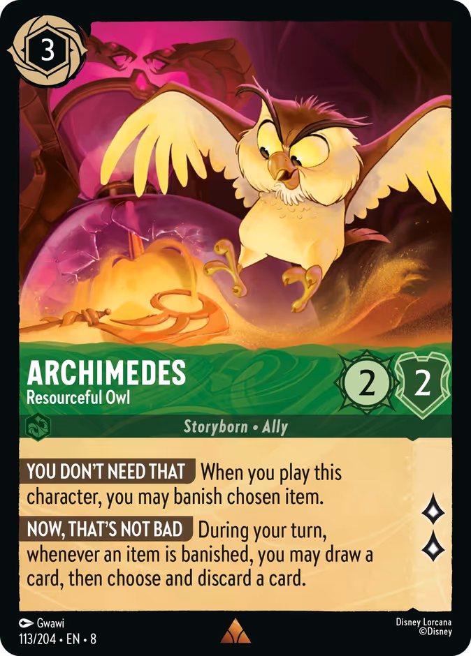 Archimedes - Resourceful Owl 8-113 Lorcana card