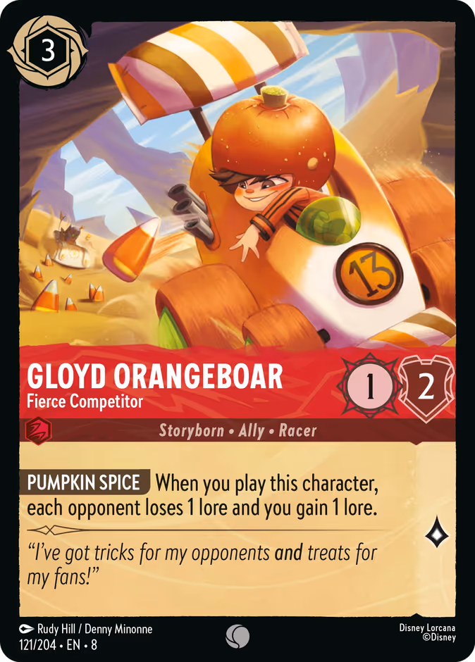Gloyd Orangeboar - Fierce Competitor 8-121 Lorcana card
