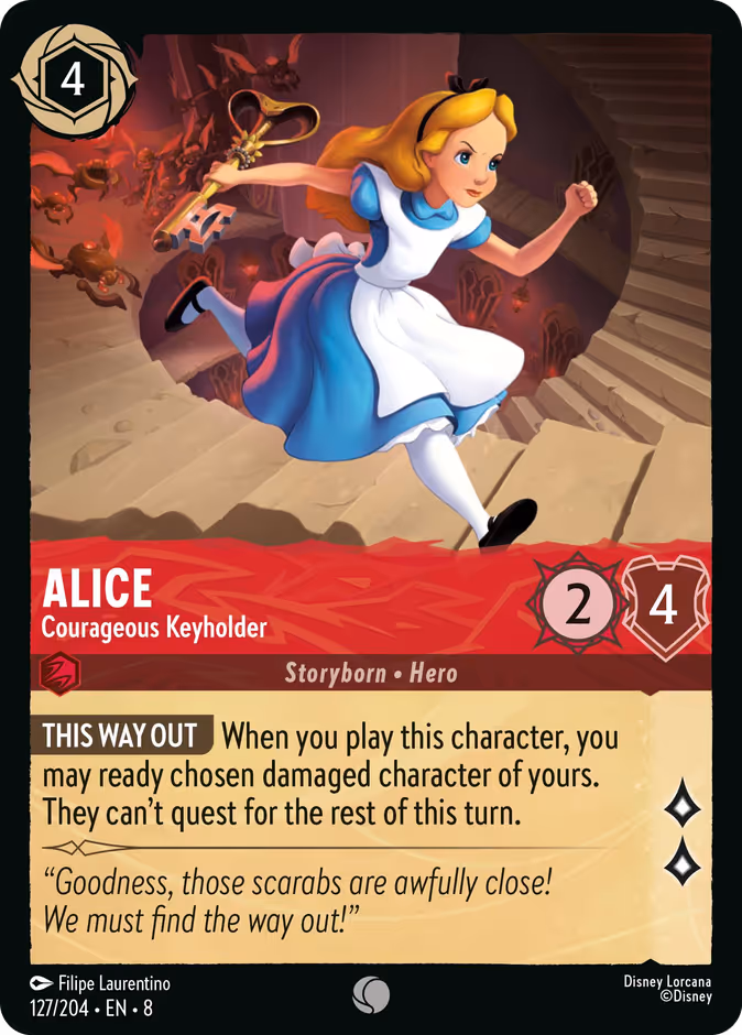Alice - Courageous Keyholder 8-127 Lorcana card
