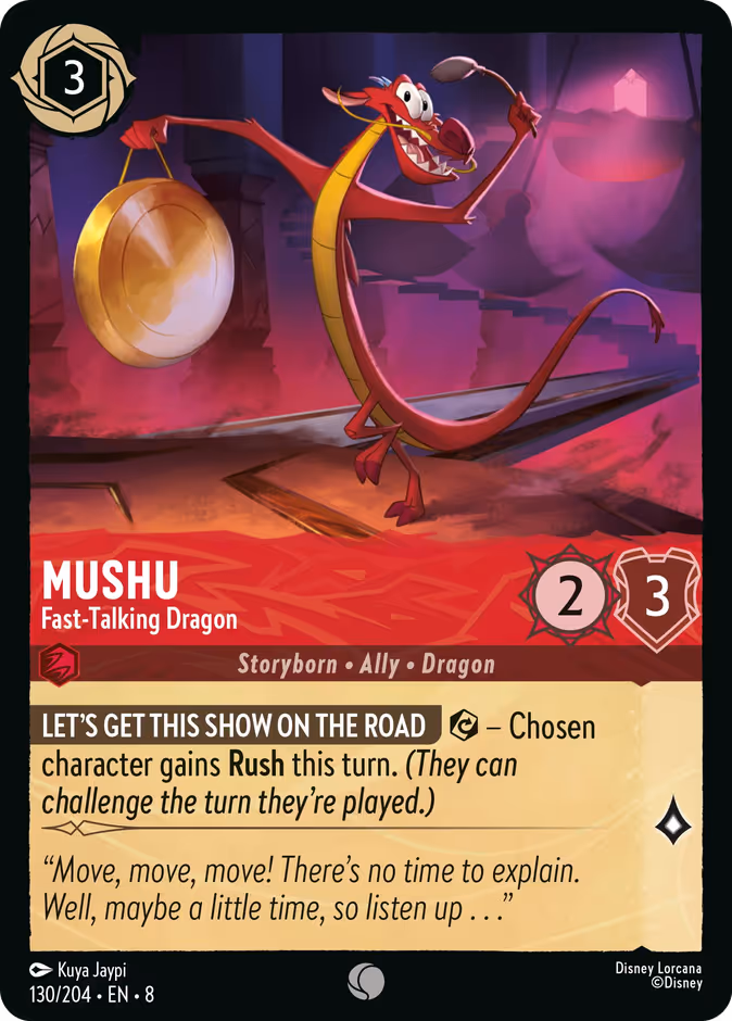 Mushu - Fast-Talking Dragon 8-130 Lorcana card