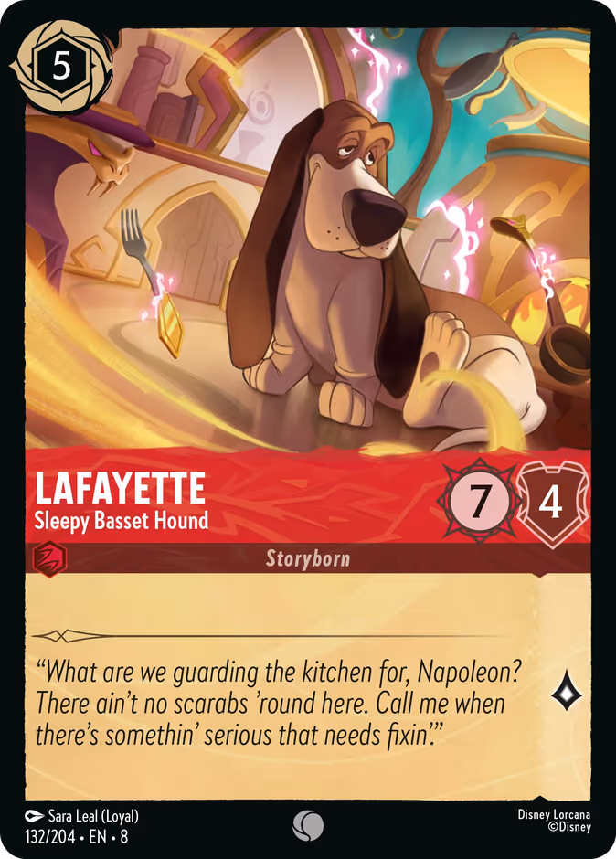 Lafayette - Sleepy Basset Hound 8-132 Lorcana card