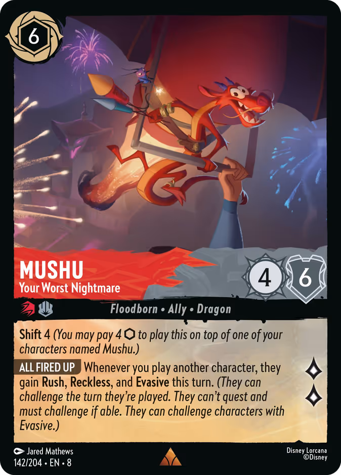 Mushu - Your Worst Nightmare 8-142 Lorcana card