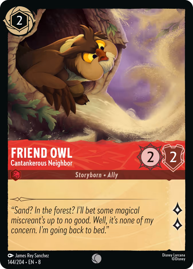 Friend Owl - Cantankerous Neighbor 8-144 Lorcana card