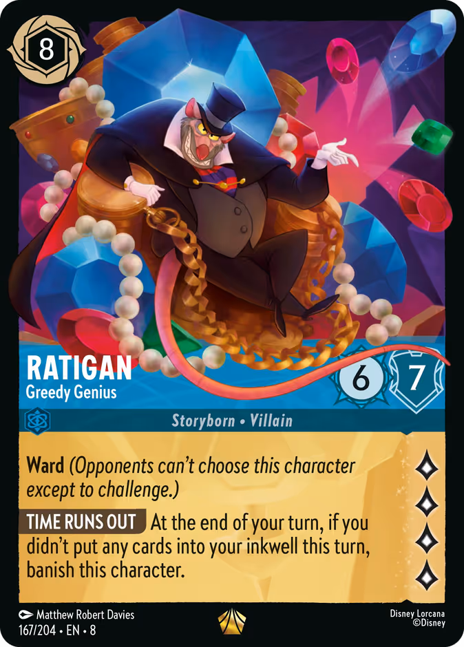 Ratigan - Greedy Genius 8-167 Lorcana card