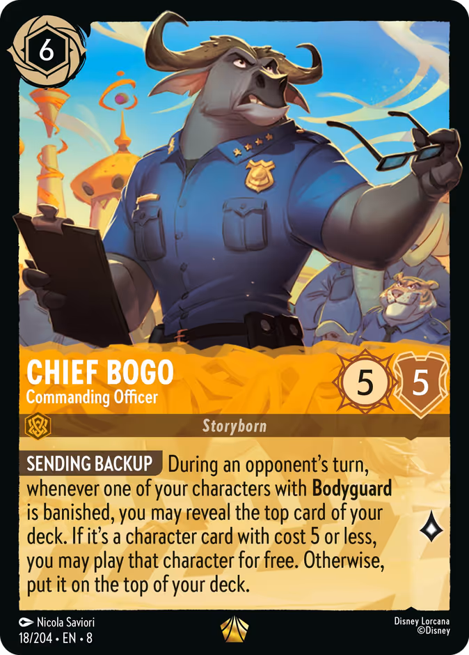 Chief Bogo - Commanding Officer 8-18 Lorcana card