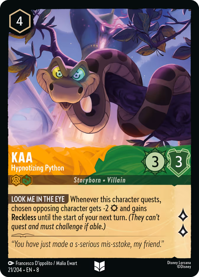 Kaa - Hypnotizing Python 8-21 Lorcana card