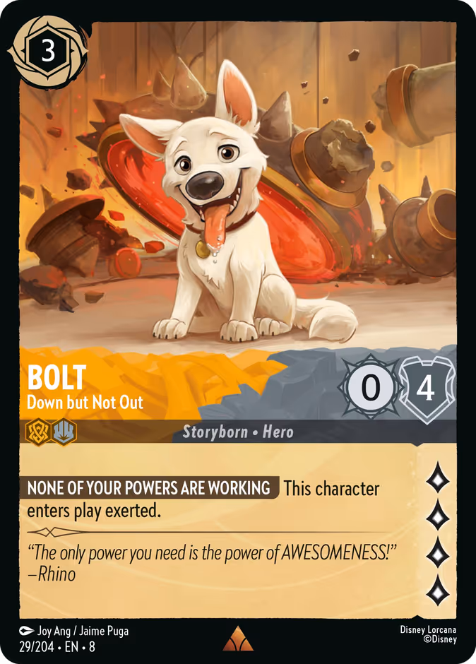 Bolt - Down but Not Out 8-29 Lorcana card