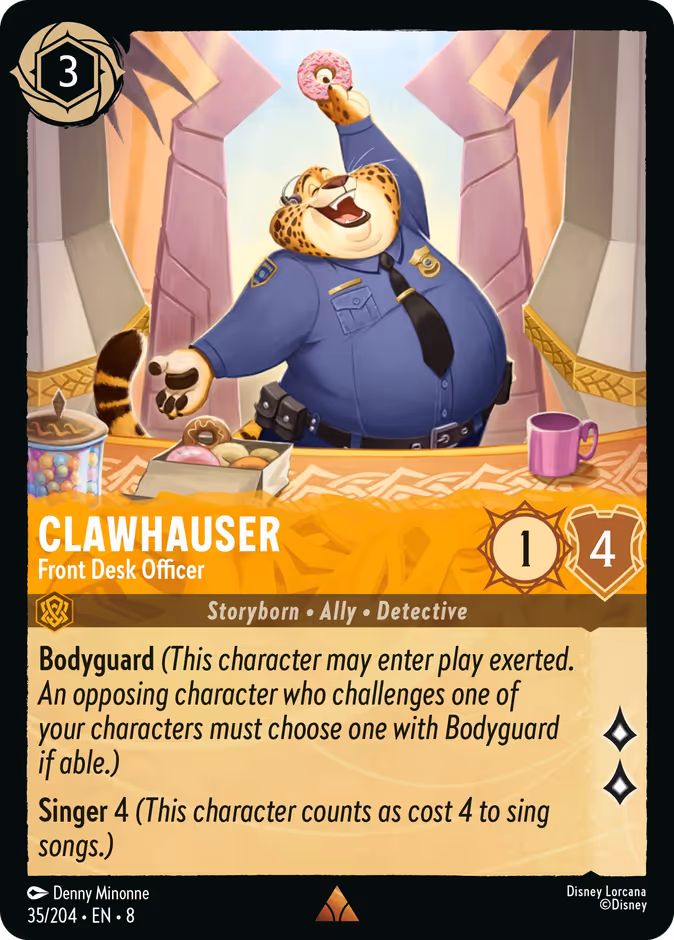 Clawhauser - Front Desk Officer 8-35 Lorcana card