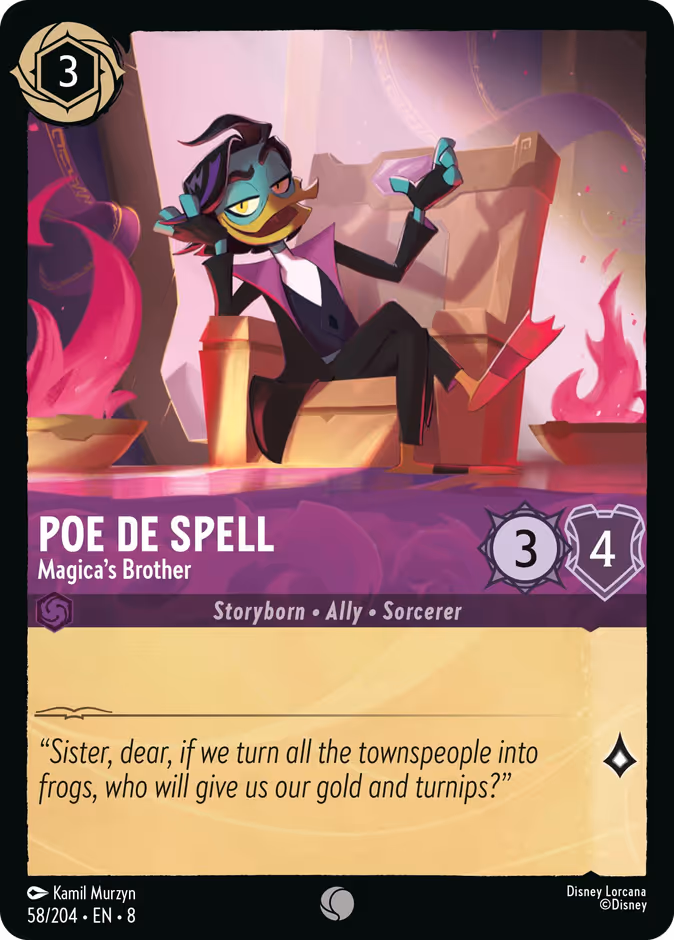 Poe De Spell - Magica's Brother 8-58 Lorcana card