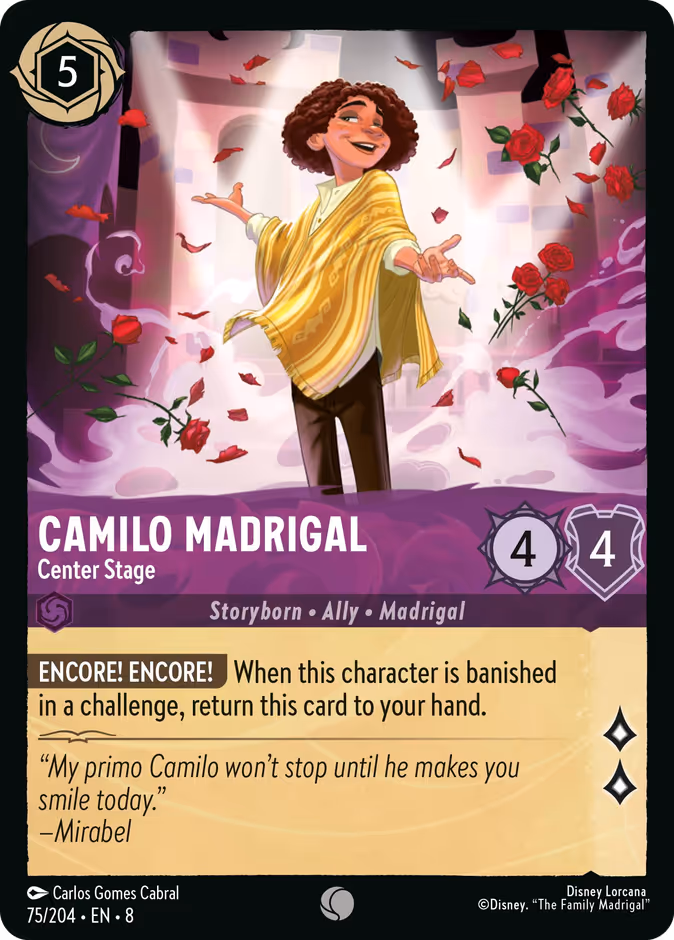 Camilo Madrigal - Center Stage 8-75 Lorcana card