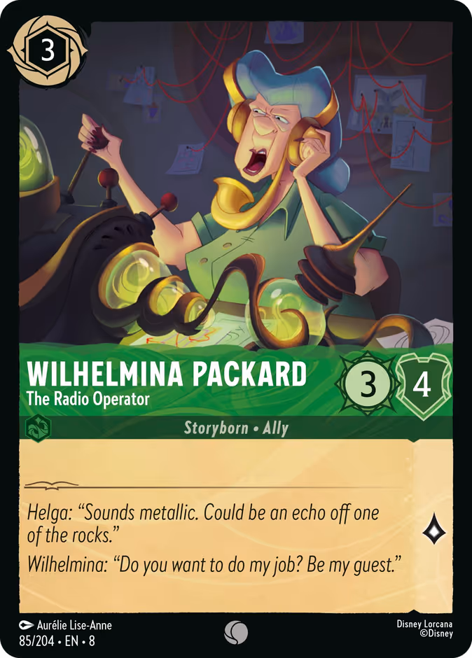 Wilhelmina Packard - The Radio Operator 8-85 Lorcana card