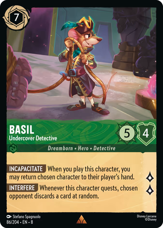 Basil - Undercover Detective 8-86 Lorcana card