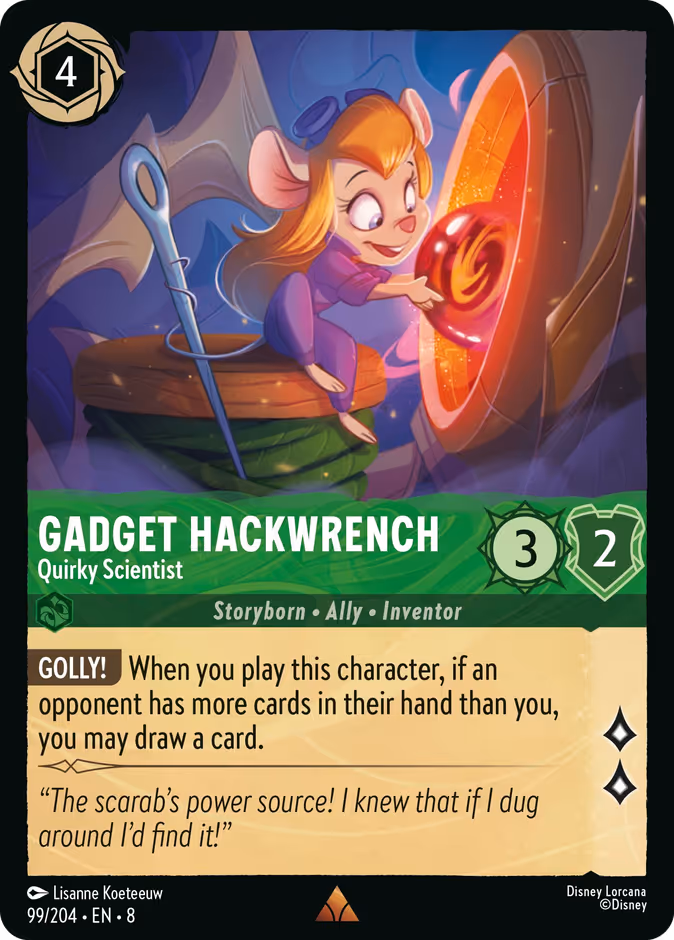 Gadget Hackwrench - Quirky Scientist 8-99 Lorcana card