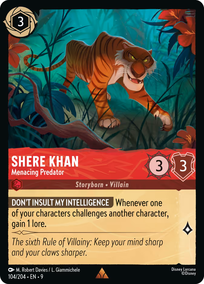 Shere Khan - Menacing Predator 9-104 Lorcana card