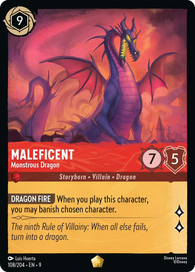 Maleficent - Monstrous Dragon 9-108 Lorcana card