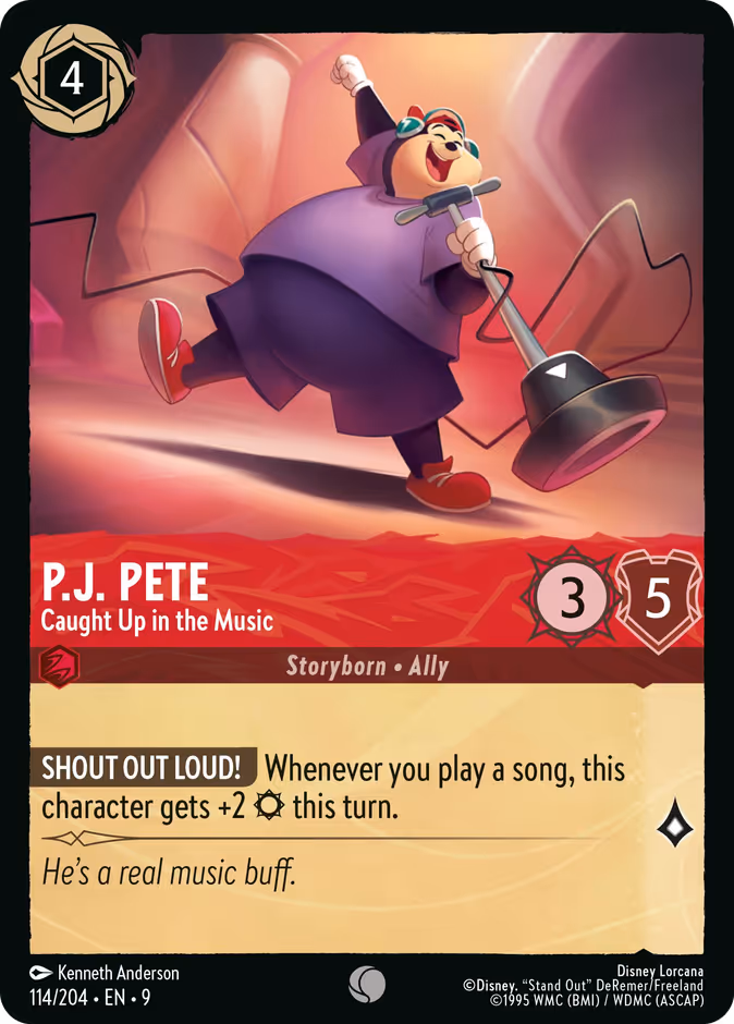 P.J. Pete - Caught Up in the Music 9-114 Lorcana card