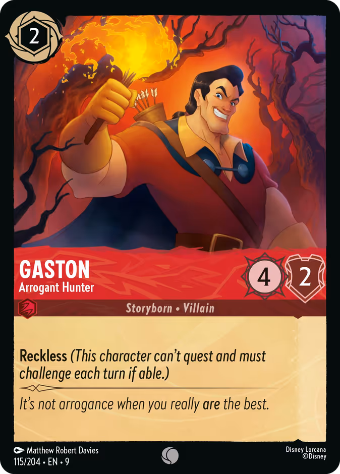 Gaston - Arrogant Hunter 9-115 Lorcana card