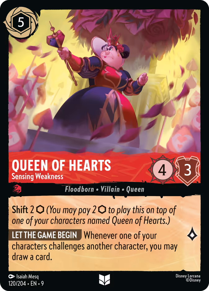 Queen of Hearts - Sensing Weakness 9-120 Lorcana card