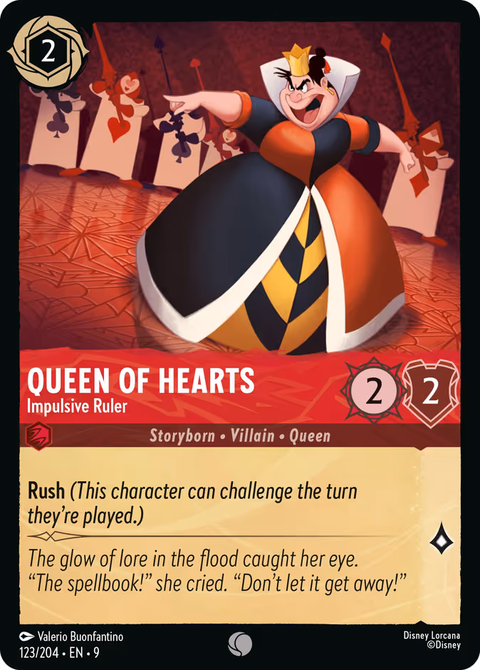 Queen of Hearts - Impulsive Ruler 9-123 Lorcana card