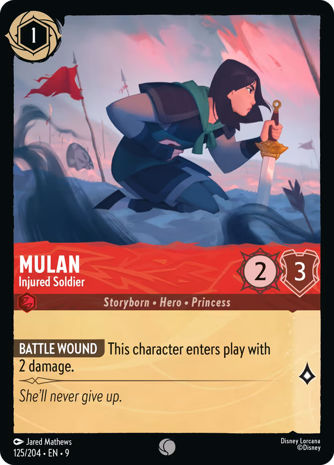 Mulan - Injured Soldier 9-125 Lorcana card