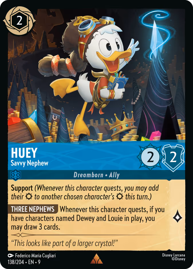 Huey - Savvy Nephew 9-138 Lorcana card