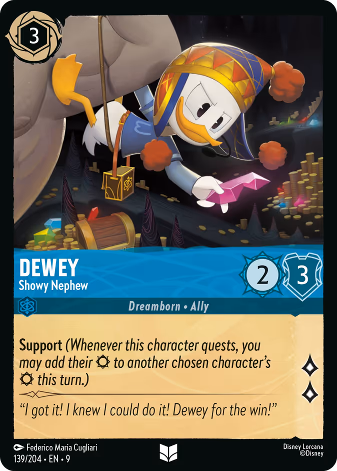 Dewey - Showy Nephew 9-139 Lorcana card