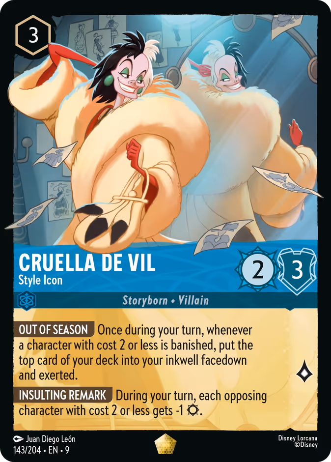 Cruella De Vil - Style Icon 9-143 Lorcana card