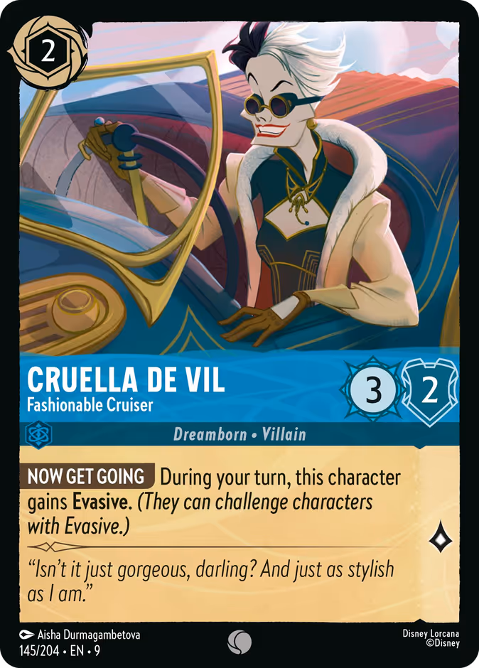 Cruella De Vil - Fashionable Cruiser 9-145 Lorcana card