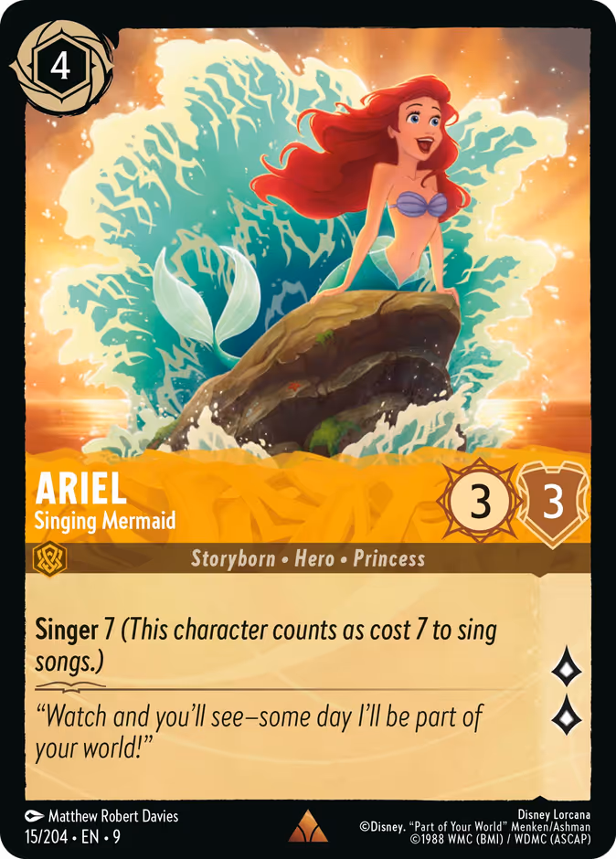 Ariel - Singing Mermaid 9-15 Lorcana card