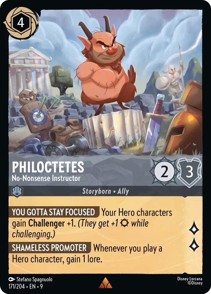 Philoctetes - No-Nonsense Instructor 9-171 Lorcana card
