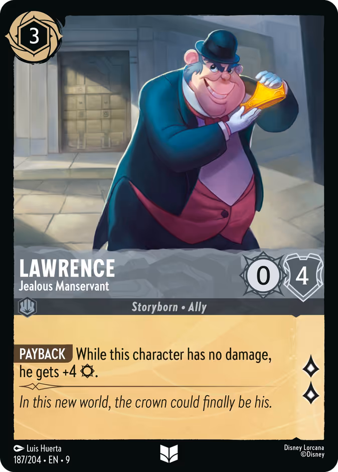 Lawrence - Jealous Manservant 9-187 Lorcana card