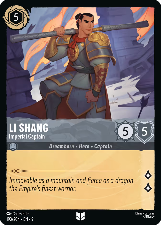 Li Shang - Imperial Captain 9-193 Lorcana card