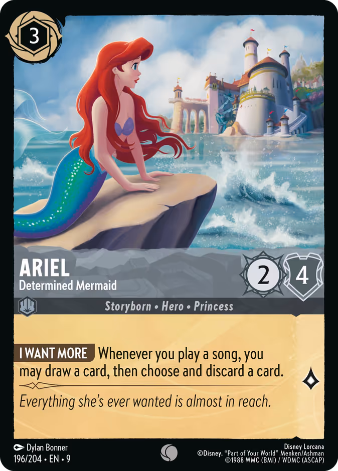 Ariel - Determined Mermaid 9-196 Lorcana card