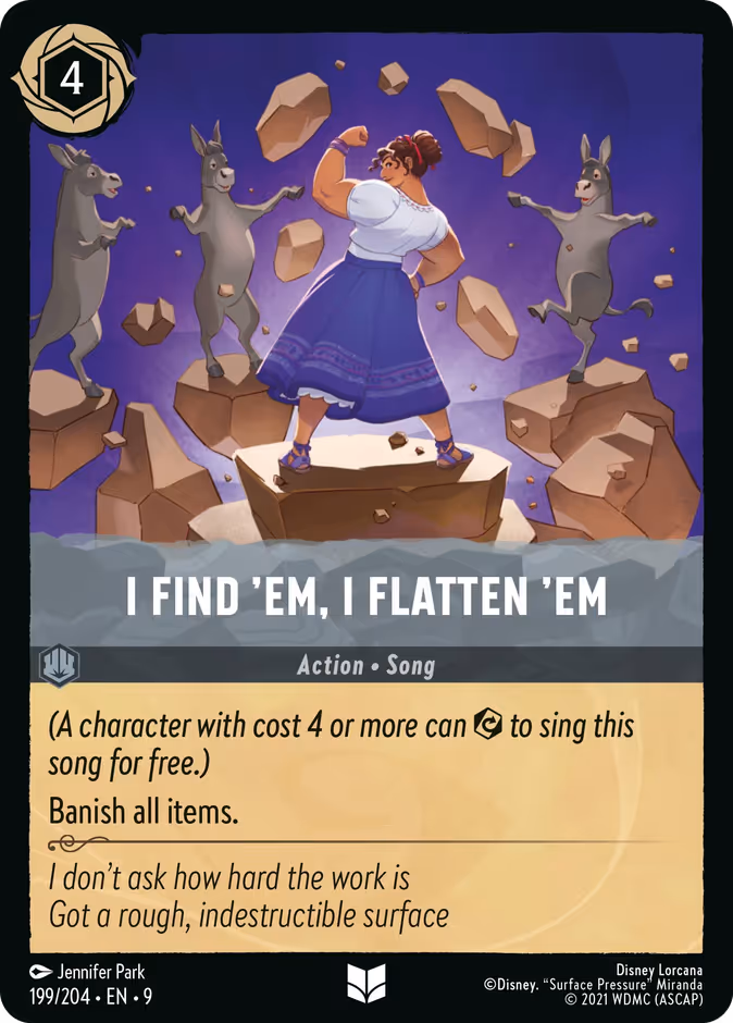 I Find 'Em, I Flatten 'Em 9-199 Lorcana card