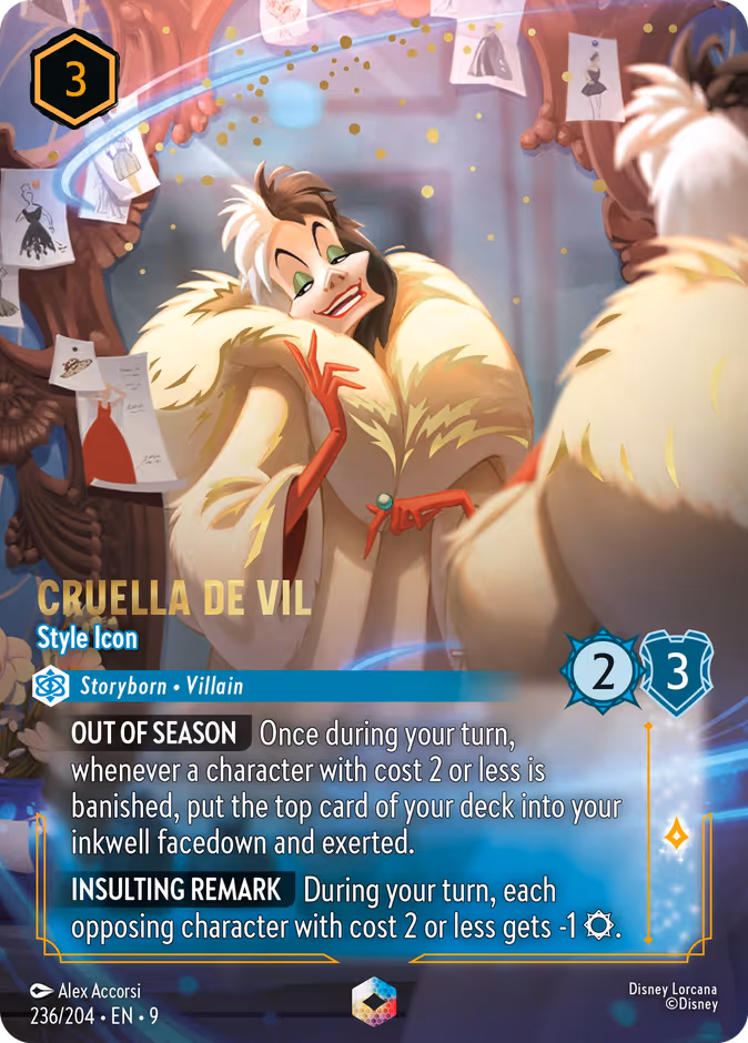 Cruella De Vil - Style Icon 9-236 Lorcana card