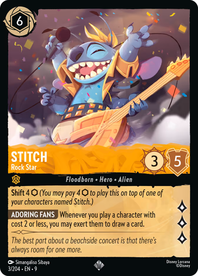 Stitch - Rock Star 9-3 Lorcana card