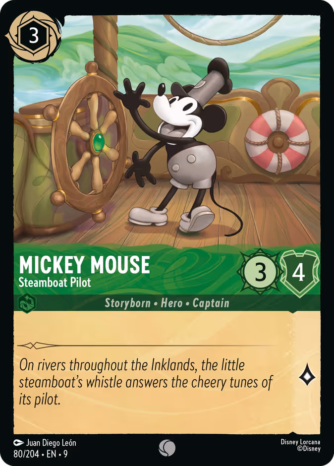 Mickey Mouse - Steamboat Pilot 9-80 Lorcana card
