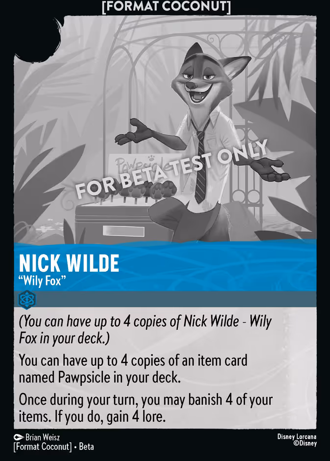 Nick Wilde - "Wily Fox" COCONUT-9 Lorcana card
