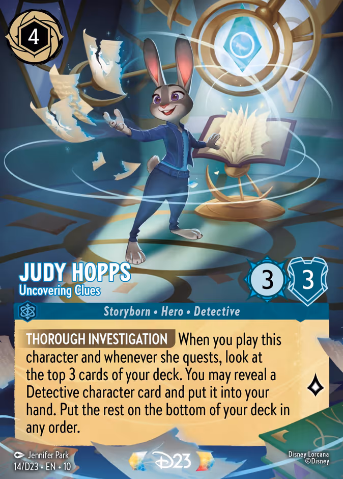 Judy Hopps - Uncovering Clues D23-14 Lorcana card