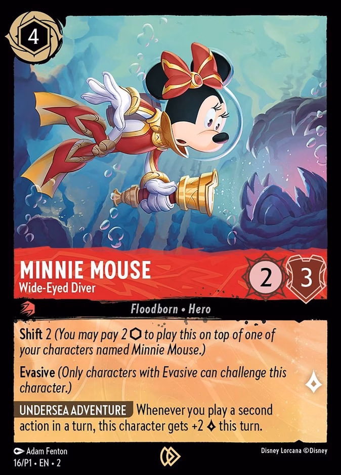 Minnie Mouse - Wide-Eyed Diver P1-16 Lorcana card