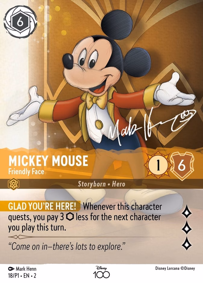Mickey Mouse - Friendly Face P1-18 Lorcana card