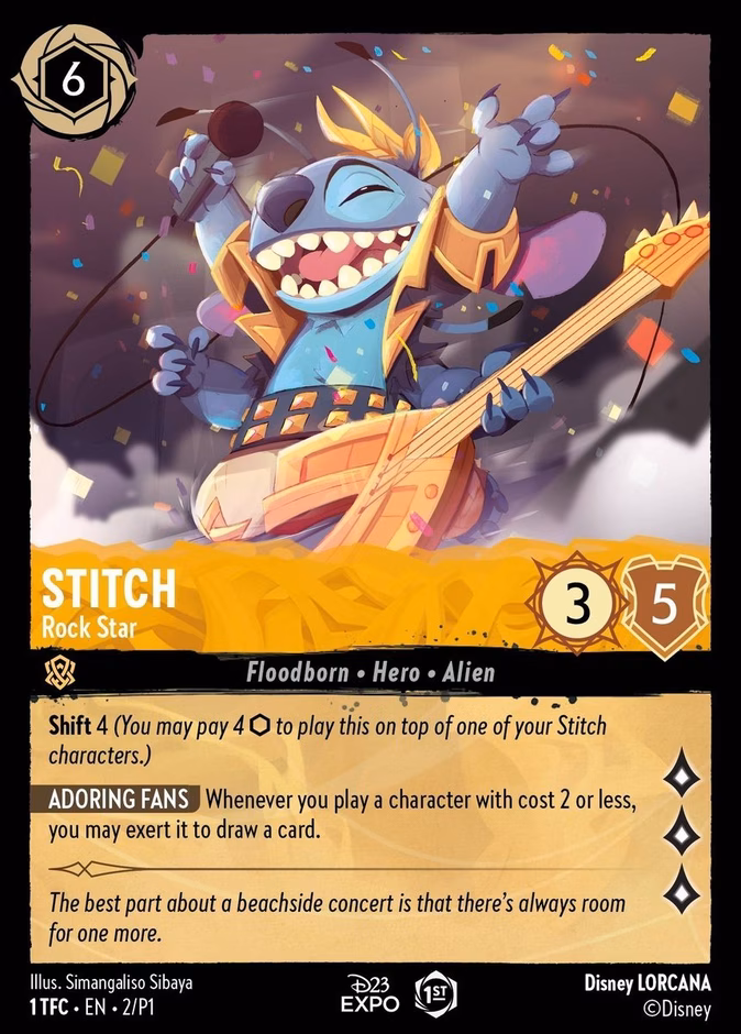 Stitch - Rock Star P1-2 Lorcana card