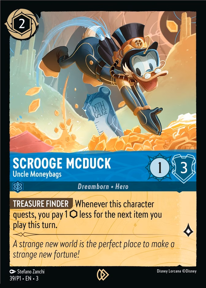 Scrooge Mcduck - Uncle Moneybags P1-39 Lorcana card