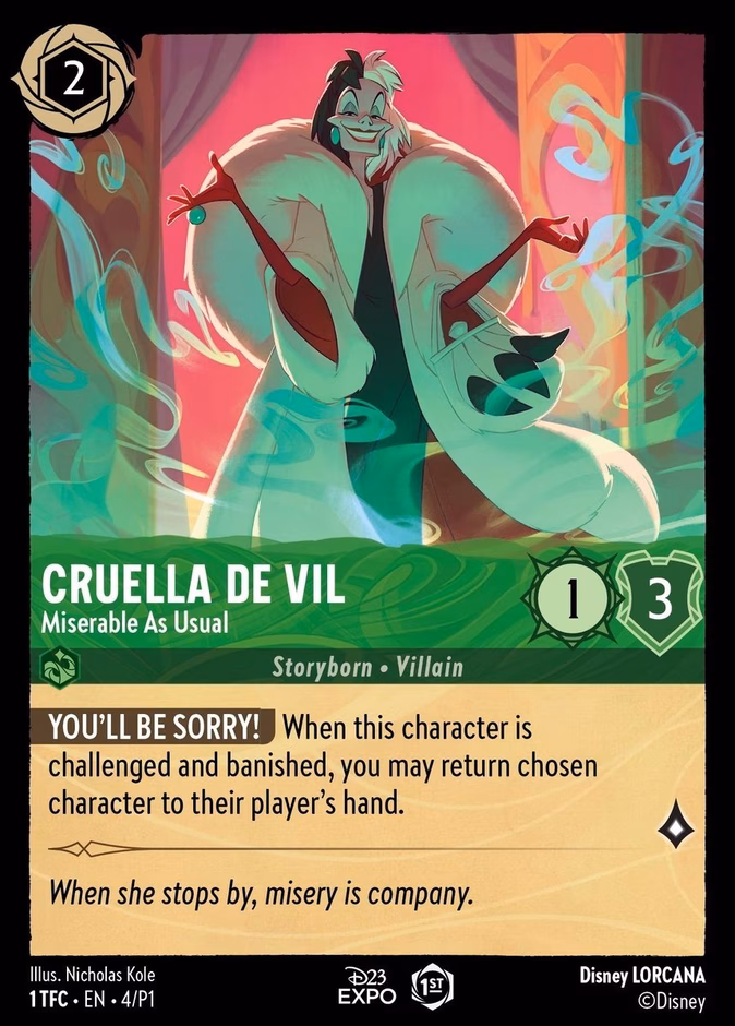 Cruella De Vil - Miserable As Usual P1-4 Lorcana card
