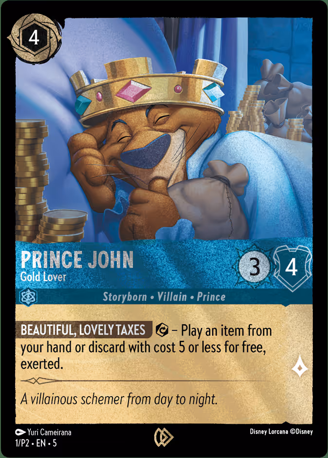 Prince John - Gold Lover P2-1 Lorcana card