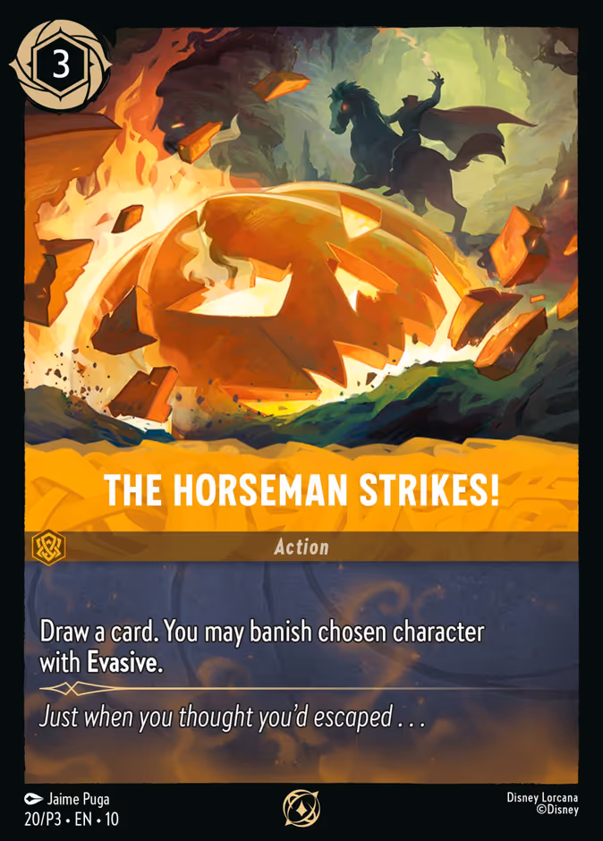 The Horseman Strikes! P3-20 Lorcana card