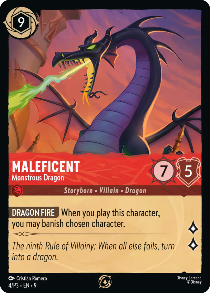 Maleficent - Monstrous Dragon P3-4 Lorcana card