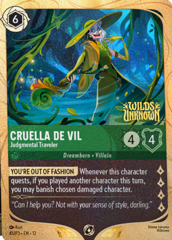 Cruella De Vil - Judgmental Traveler P3-45 Lorcana card