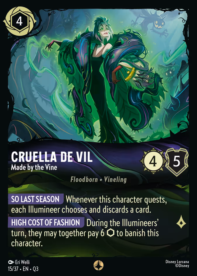 Cruella De Vil - Made by the Vine Q3-15 Lorcana card